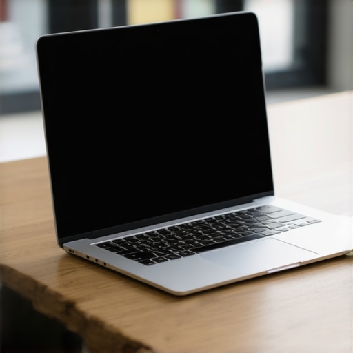 Modern ultrabook open on a desk, showing its slim profile and bright display.