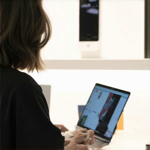 Person comparing different convertible laptops in an electronics store