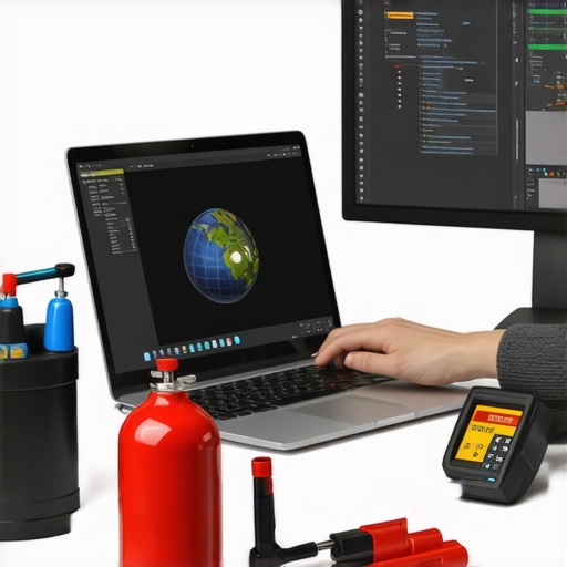 Person cleaning and monitoring their travel laptop with maintenance tools