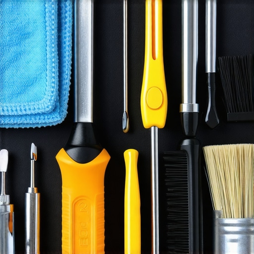 A set of high-quality tools for maintaining an ultrabook, including microfiber cloth, screwdrivers, and compressed air.