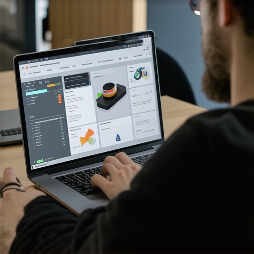 Person monitoring laptop health using maintenance software tools