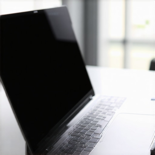 Ultrabook with biometric security and outdoor screen in an office environment.