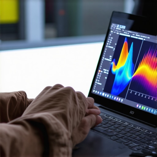 Person checking thermal readings using software on a slim ultrabook.