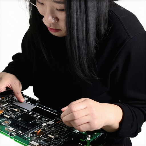 Person taking apart a glass-frame ultrabook for recycling