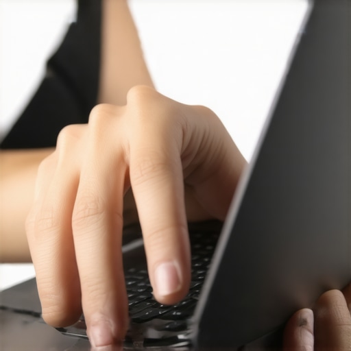 Close-up image of a strong, reinforced laptop hinge being opened